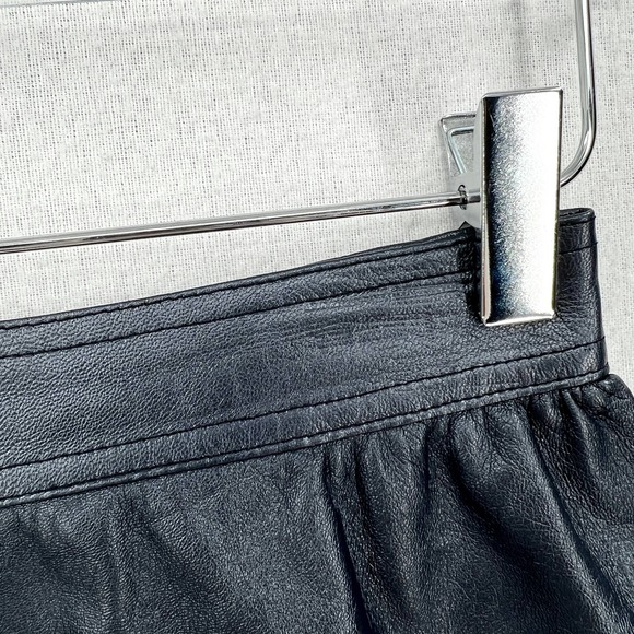 VINTAGE UNGARO PARALLELE PARIS Leather Skirt Womens Small XS Blue Metallic - Picture 4 of 13